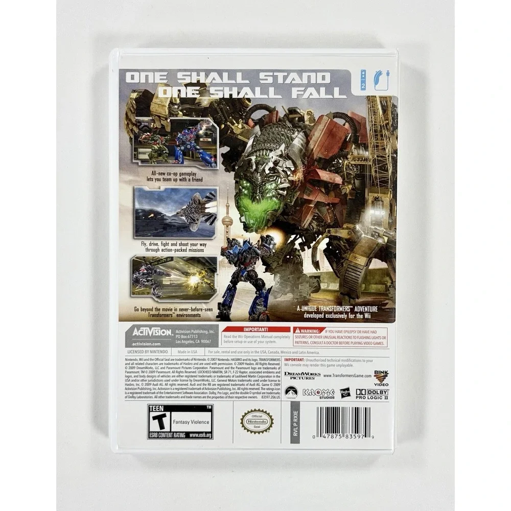 Transformers Revenge of the Fallen Nintendo Wii 2009‎ Complete CIB Case Manual